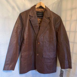 NWT Niko Men's Brown Leather Blazer Jacket Size Large